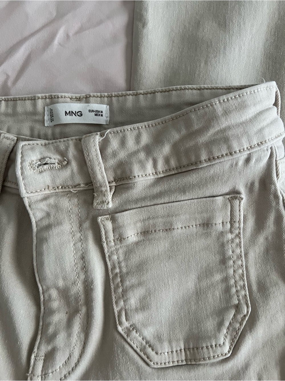 Mango Wide-Leg Jeans in Light Beige